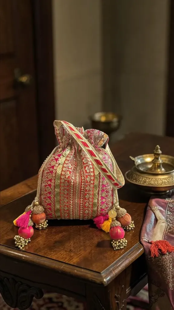 Orange Embellished Potli